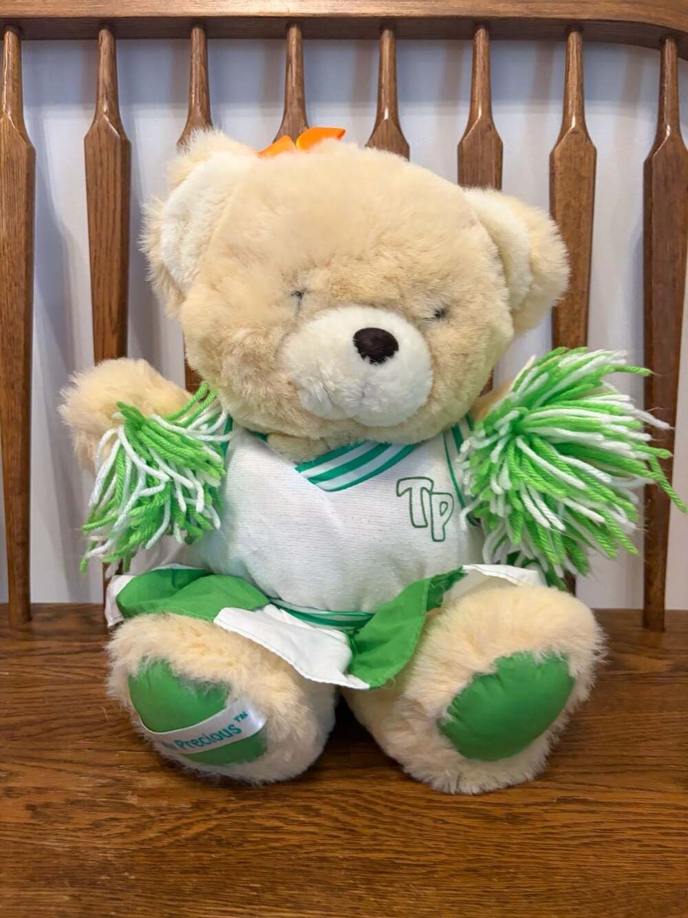 Dandee Teddy Precious Green and White Cheerleader Teddy Bear Plush 12"